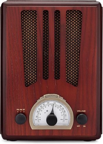 راديو ClearClick Classic Vintage Retro Style AM/FM مع بلوتوث - جزء خارجي خشبي مصنوع يدويًا in Kuwait
