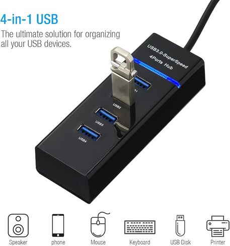 4 Port USB 3.0 Multi High Speed HUB Splitter Expansion Desktop Laptop PC Max OS in Kuwait