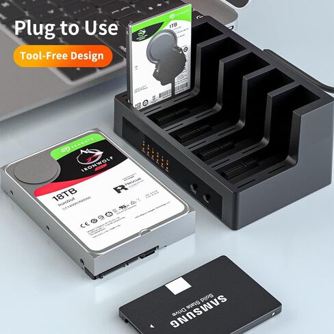 SATA to USB 5-Bay HDD Copy Docking Station, with Offline Clone Duplicator Function, Supports 2.5"/3.5" HDD & SSD, 5x18TB - K30945 in Kuwait
