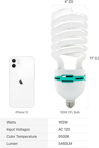 LimoStudio [Set of 2] 105W CFL Photography Video Daylight 6500K White Balanced Fluorescent Light Bulb for Studio, Home, & Office, AGG2691 in Kuwait