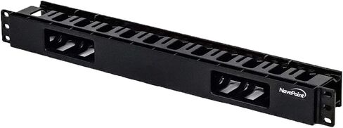 Navepoint 1U Horizontal 19-Inch Rack Mount Cable Management Raceway Duct Panel with Cover Black in Kuwait
