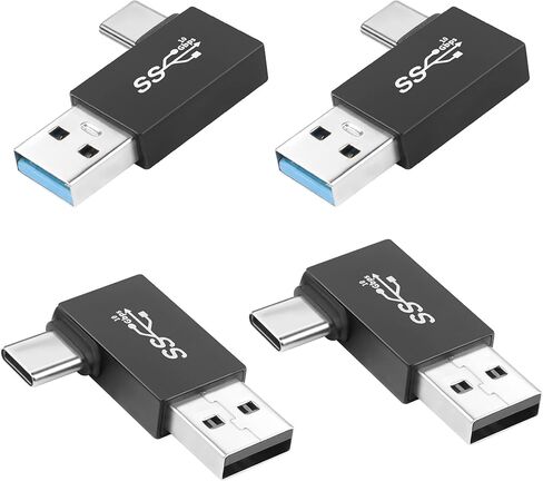 QIANRENON 90° Angle USB3.1 Male to USB C Male Charging Adapter 10Gbps USB3.1 Plug to USB C Plug L Angle Data Connector QC60W/PD15W (only A to C), for Wall Charger PC Laptop,4Pcs (2 Left+2 Right) in Saudi Arabia