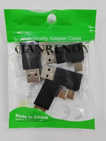 QIANRENON 90° Angle USB3.1 Male to USB C Male Charging Adapter 10Gbps USB3.1 Plug to USB C Plug L Angle Data Connector QC60W/PD15W (only A to C), for Wall Charger PC Laptop,4Pcs (2 Left+2 Right) in Saudi Arabia