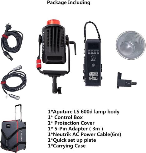 ابوتشر مصباح فيديو ال اس 600d احترافي 600 واط ضوء نهاري 5600 كلفن LED (حامل على شكل حرف V)، CRI 96+ TLCI 96+، 8 اضاءة اف اكس مدمجة مع حامل بوينز in Saudi Arabia