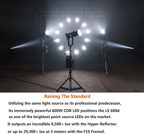 ابوتشر مصباح فيديو ال اس 600d احترافي 600 واط ضوء نهاري 5600 كلفن LED (حامل على شكل حرف V)، CRI 96+ TLCI 96+، 8 اضاءة اف اكس مدمجة مع حامل بوينز in Saudi Arabia