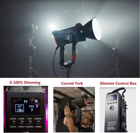 ابوتشر مصباح فيديو ال اس 600d احترافي 600 واط ضوء نهاري 5600 كلفن LED (حامل على شكل حرف V)، CRI 96+ TLCI 96+، 8 اضاءة اف اكس مدمجة مع حامل بوينز in Saudi Arabia