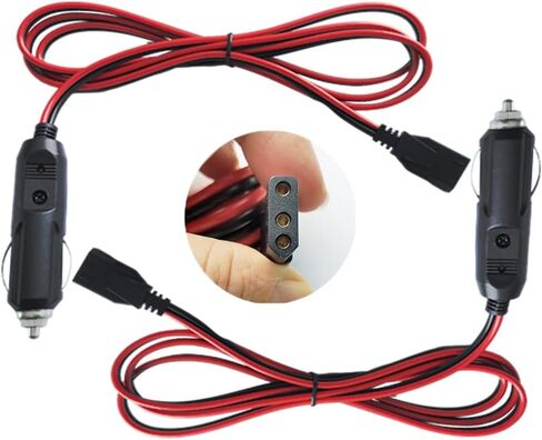 3 Pin CB Power Cord 12V Cigarette Lighter Cable 5Ft CB Radio Power Plug Connector for Cobra 29 Ltd Classic Uniden Bearcat CB Ham Radios Heavy Duty 2 Wire 15a Fuse Replacement, Black and Red in Saudi Arabia