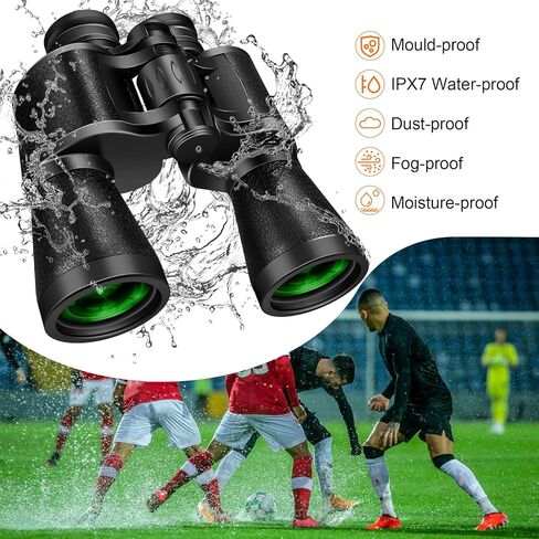 مناظير عالية الدقة 10 × 50 للبالغين، مناظير كبيرة ذات رؤية عالية مع رؤية ليلية منخفضة الإضاءة، مناظير ضباب ومقاومة للماء لمشاهدة الطيور والصيد والنجوم والرياضات الخارجية والسفر in Kuwait