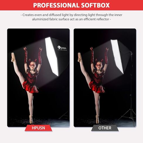 مجموعة إضاءة VICIALL HPUSN Softbox مقاس 2 × 76 × 76 سم للتصوير الفوتوغرافي ونظام الإضاءة المستمر معدات استوديو الصور مع قطعتين مقبس E27 85 وات 5400 ك لمبات لتصوير نموذج صورة المنتج والتصوير الفوتوغرافي للأزياء in Kuwait