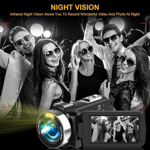 Vmotal Video Camera Camcorder Digital Camera Recorder 2.7K 42MP 3.0 Inch 270 Degree Rotation LED Light Vlogging YouTube Recorder 18X Digital Zoom with 32GB SD Card Kid Teens in Kuwait