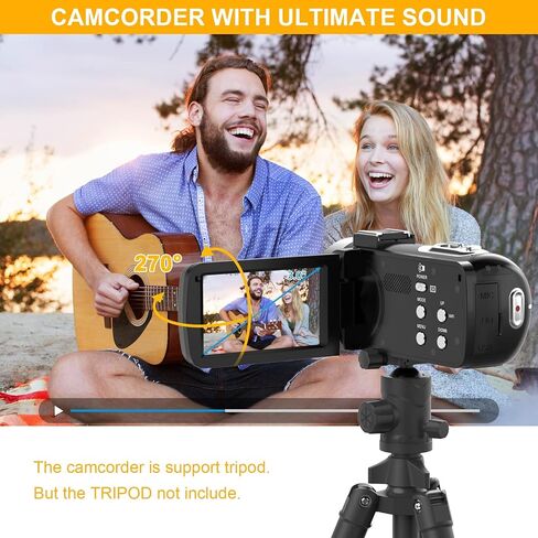 Vmotal Video Camera Camcorder Digital Camera Recorder 2.7K 42MP 3.0 Inch 270 Degree Rotation LED Light Vlogging YouTube Recorder 18X Digital Zoom with 32GB SD Card Kid Teens in Kuwait