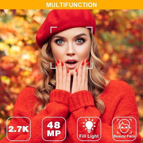 Vmotal Video Camera Camcorder Digital Camera Recorder 2.7K 42MP 3.0 Inch 270 Degree Rotation LED Light Vlogging YouTube Recorder 18X Digital Zoom with 32GB SD Card Kid Teens in Kuwait