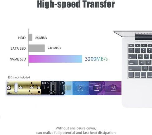 محول NVMe إلى Type-C، M.2 SSD إلى بطاقة Type-C، قارئ محول محرك الأقراص الصلبة M.2 PCIe المستند إلى M كقرص SSD محمول بسرعة 10 جيجابت في الثانية USB 3.1 Type-C Gen 2 Bridge Chip يدعم نظام التشغيل Windows XP 7 8 10، MAC نظام التشغيل… in Kuwait