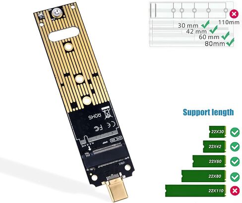 محول NVMe إلى Type-C، M.2 SSD إلى بطاقة Type-C، قارئ محول محرك الأقراص الصلبة M.2 PCIe المستند إلى M كقرص SSD محمول بسرعة 10 جيجابت في الثانية USB 3.1 Type-C Gen 2 Bridge Chip يدعم نظام التشغيل Windows XP 7 8 10، MAC نظام التشغيل… in Kuwait