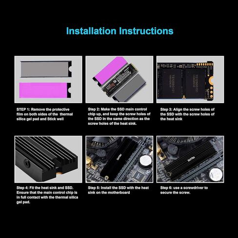 مبرد زعنفة تبريد مبرد مبرد مبرد مبرد مبرد حراري NVME/NGFF من M.2 مع وسادة حرارية من السيليكون، حوض حراري مزدوج الجوانب in Kuwait