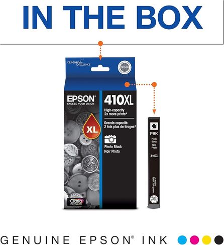 Epson 410 Claria Premium Ink High Capacity Black & Standard Color Cartridge Combo Pack (T410XL-BCS) Works with Expression XP-530, 630, 640, 7100, 830 in Kuwait