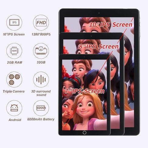 تابلت اطفال ذكي 10.1 انش بنظام اندرويد 10 جو 2G و32G، واي فاي وبلوتوث اف ام، 1280×800 IPS، ستايلس وسماعات اذن وحافظة مقاومة للاطفال، ارجواني in Kuwait