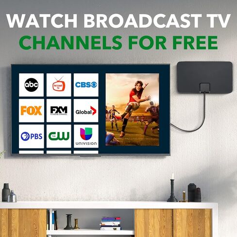 Novawave Digital Antenna for TV G2 - High-Powered HD TV Antenna | 30 Mile Range Indoor TV Antenna for Clear Signal | 720-1080P High Definition TV Antenna for Smart TV with 5-7 dBi gain | App Included in Saudi Arabia