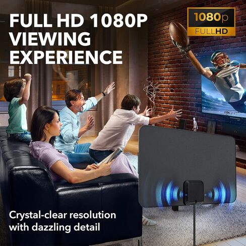 Novawave Digital Antenna for TV G2 - High-Powered HD TV Antenna | 30 Mile Range Indoor TV Antenna for Clear Signal | 720-1080P High Definition TV Antenna for Smart TV with 5-7 dBi gain | App Included in Saudi Arabia