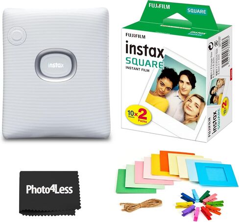 Fujifilm Instax Square Link Smartphone Printer - White - Fuji Instax Square Instant Film (20 Sheets) – Instax Link Printer Bundle (White) in Saudi Arabia