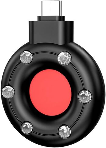 كاشف الكاميرا الخفية من COCOKER، كاشف صغير محمول لمكافحة التجسس، كاشف الخصوصية للفنادق والأعمال والسفر، متوافق مع Android وiPhone 15 (Type-c) - أسود in Kuwait