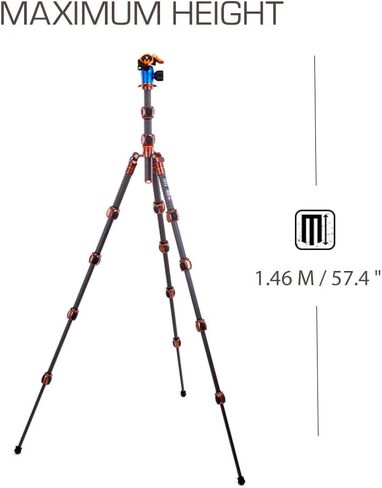 3 Legged Thing Pro Range 2.0 Leo 2.0 Kit Carbon Fibre Travel Tripod System - Adjustable Camera Tripod with 3 Detachable Legs for Monopod Conversion - Darkness Matte Black (LEOKITDARK2) in Saudi Arabia