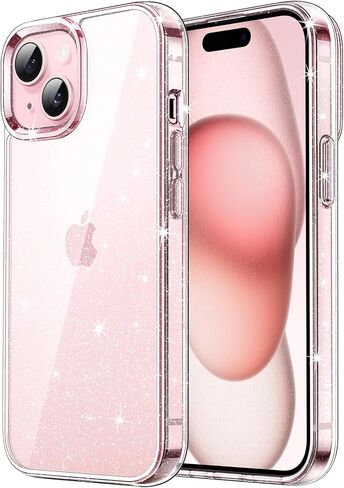 JETech Glitter Case for iPhone 15 Plus 6.7-Inch, Bling Sparkle Shockproof Phone Bumper Cover, Cute Sparkly for Women and Girls (Pink) in Kuwait