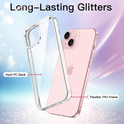 JETech Glitter Case for iPhone 15 Plus 6.7-Inch, Bling Sparkle Shockproof Phone Bumper Cover, Cute Sparkly for Women and Girls (Pink) in Kuwait