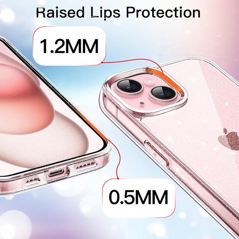 JETech Glitter Case for iPhone 15 Plus 6.7-Inch, Bling Sparkle Shockproof Phone Bumper Cover, Cute Sparkly for Women and Girls (Pink) in Kuwait