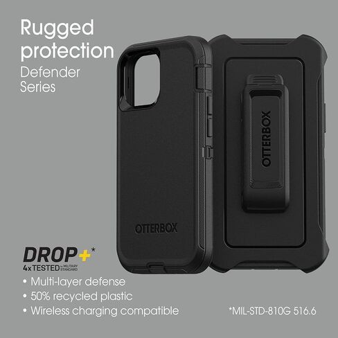 حافظة Otterbox DEFENDER SERIES XT SCREENLESS EDITION لهاتف iPhone 13 mini وiPhone 12 mini - أسود in Saudi Arabia