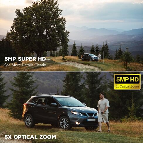 Ctronics 【تكبير بصري 5X 5MP】 كاميرا أمان خارجية WiFi 2.4/5 جيجا هرتز، كاميرا مراقبة PTZ IP مع عرض 360 درجة، تخزين سحابي، رؤية ليلية ملونة، اكتشاف الإنسان، تتبع تلقائي، صوت ثنائي الاتجاه، IP66 in Kuwait