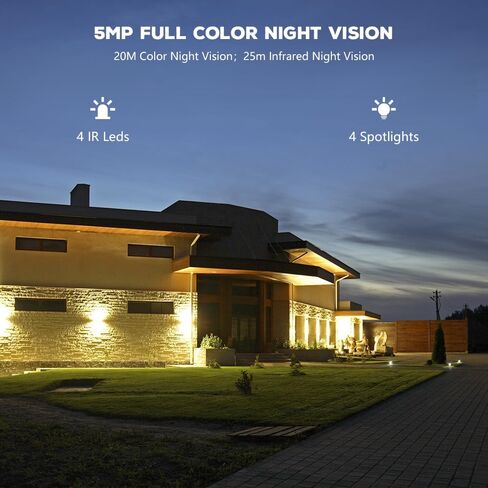 Ctronics 【تكبير بصري 5X 5MP】 كاميرا أمان خارجية WiFi 2.4/5 جيجا هرتز، كاميرا مراقبة PTZ IP مع عرض 360 درجة، تخزين سحابي، رؤية ليلية ملونة، اكتشاف الإنسان، تتبع تلقائي، صوت ثنائي الاتجاه، IP66 in Kuwait