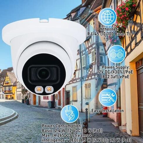 EmpireTech 4MP 1/1.8" CMOS Full Color Starlight IVS WDR AI IP Camera with 2 LEDs Fixed Lens,Motion Detection, Video MetaData, Built-in Mic, Outdoor IP67,IPC-T549M-ALED-S3 3.6MM in Kuwait