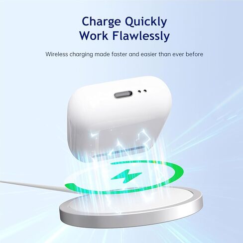 حافظة شحن بديلة من Cristnu لأجهزة AirPods 2/1 (الجيل الثاني والأول)، شاحن لاسلكي Qi مزود بإضاءة LED مدمجة بطارية قابلة لإعادة الشحن بقدرة 550 مللي أمبير في الساعة مع زر مزامنة بلوتوث in Kuwait