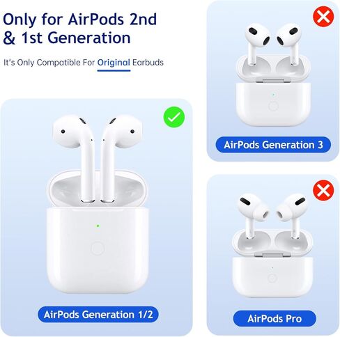 حافظة شحن بديلة من Cristnu لأجهزة AirPods 2/1 (الجيل الثاني والأول)، شاحن لاسلكي Qi مزود بإضاءة LED مدمجة بطارية قابلة لإعادة الشحن بقدرة 550 مللي أمبير في الساعة مع زر مزامنة بلوتوث in Kuwait