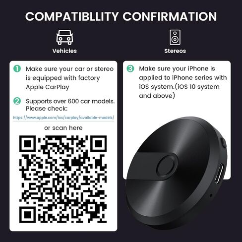 BRILOCEA Wireless CarPlay Adapter for Factory Wired CarPlay 2023, Plug & Play, Converts Wired to Wireless Apple CarPlay Dongle, Support Online Update for Cars from 2016 & iPhone iOS 10+ in Kuwait