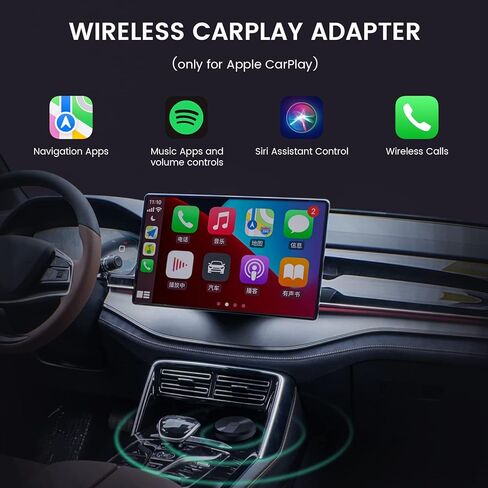 BRILOCEA Wireless CarPlay Adapter for Factory Wired CarPlay 2023, Plug & Play, Converts Wired to Wireless Apple CarPlay Dongle, Support Online Update for Cars from 2016 & iPhone iOS 10+ in Kuwait