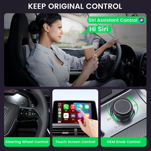 BRILOCEA Wireless CarPlay Adapter for Factory Wired CarPlay 2023, Plug & Play, Converts Wired to Wireless Apple CarPlay Dongle, Support Online Update for Cars from 2016 & iPhone iOS 10+ in Kuwait
