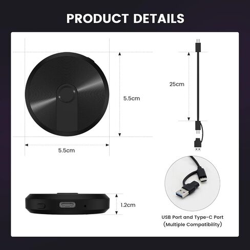 BRILOCEA Wireless CarPlay Adapter for Factory Wired CarPlay 2023, Plug & Play, Converts Wired to Wireless Apple CarPlay Dongle, Support Online Update for Cars from 2016 & iPhone iOS 10+ in Kuwait