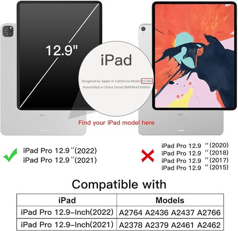 حافظة JETech لجهاز iPad Pro مقاس 12.9 بوصة (الجيل السادس/الخامس، موديل 2022/2021)، غطاء ذكي بغطاء خلفي صلب ورفيع مع تنبيه/غفو تلقائي (أسود) in Saudi Arabia