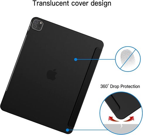 حافظة JETech لجهاز iPad Pro مقاس 12.9 بوصة (الجيل السادس/الخامس، موديل 2022/2021)، غطاء ذكي بغطاء خلفي صلب ورفيع مع تنبيه/غفو تلقائي (أسود) in Saudi Arabia