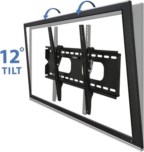 Mount-It! Heavy-Duty Fixed Tilt TV Wall Mount for 43–90 Inch Flat Screen TVs | Low Profile 1.5" Slim Design | VESA 100x100 to 800x600 | 220 lb Capacity | 8° Downward Tilt | 16"/24" Stud Installation in Kuwait