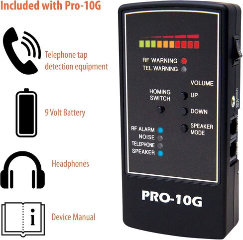 DefCon Security Products PRO-10G GPS Tracker Finder and Law-Grade Counter Surveillance Bug Sweep - Newest Professional Handheld Detection of All Active GPS Trackers, Mobile Phones in Kuwait