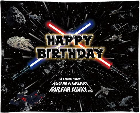 Seasonwood Star Themed Backdrop for Baby Boys Kids Birthday Party Universe Wars Background Galaxy Photography Party Decorations Cake Table Banner Photo Booth Props Supplies Favor 7x5ft Multi-2 in Saudi Arabia