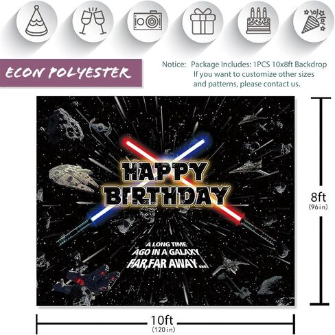 Seasonwood Star Themed Backdrop for Baby Boys Kids Birthday Party Universe Wars Background Galaxy Photography Party Decorations Cake Table Banner Photo Booth Props Supplies Favor 7x5ft Multi-2 in Saudi Arabia