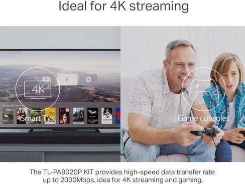 محول تي بي لينك AV2000 ميجابت في الثانية باورلاين إيثرنت - منفذ جيجابت، إيثرنت فوق الطاقة، التوصيل والتشغيل، توفير الطاقة، MU-MIMO، تصفية الضوضاء (TL-PA9020P KIT) (متجدد) in Kuwait
