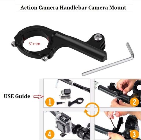 VVHOOY Aluminum Bike Bicycle Motorcycle Handlebar Mount Adapter Compatible with Gopro Hero 11/10/9/8/7/6/5/4/AKASO Brave 4/5/6 Plus/7 le/v50/EK7000/Exprotrek/Dragon Touch/WOLFANG Action Camera in Kuwait