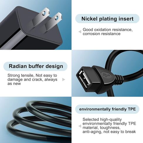Wall Charger Charging Adapter Cable Cord Compatible for Jlab Studio/Studio Pro/Rewind/JBuddies Headphones, Go Ai Pop/Sport, JLab Epic Air an/Sport ANC, JLab JBuds Air/Sport/ANC/Play/Pro & More Earbuds in Kuwait