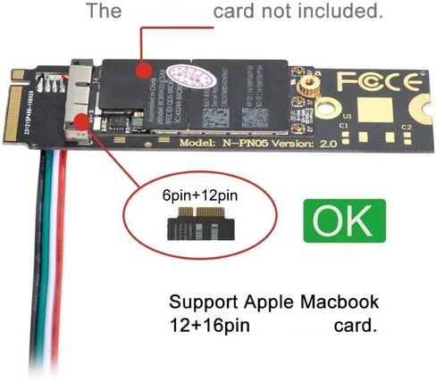 Chenyang 6 Pin + 12 Pin Card to M.2 NGFF Key-M NVME SSD Adapter for BCM94360CD BCM94360CS BCM943602CS BCM94360CS2 in Kuwait