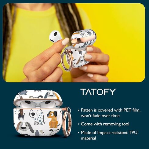 TATOFY Case Cover for AirPods 3, AirPods 3 Case for Women, Flora Protective Hard Case with Carabiner, Led Visible, Wireless Charging Compatible (Cyan) in Saudi Arabia